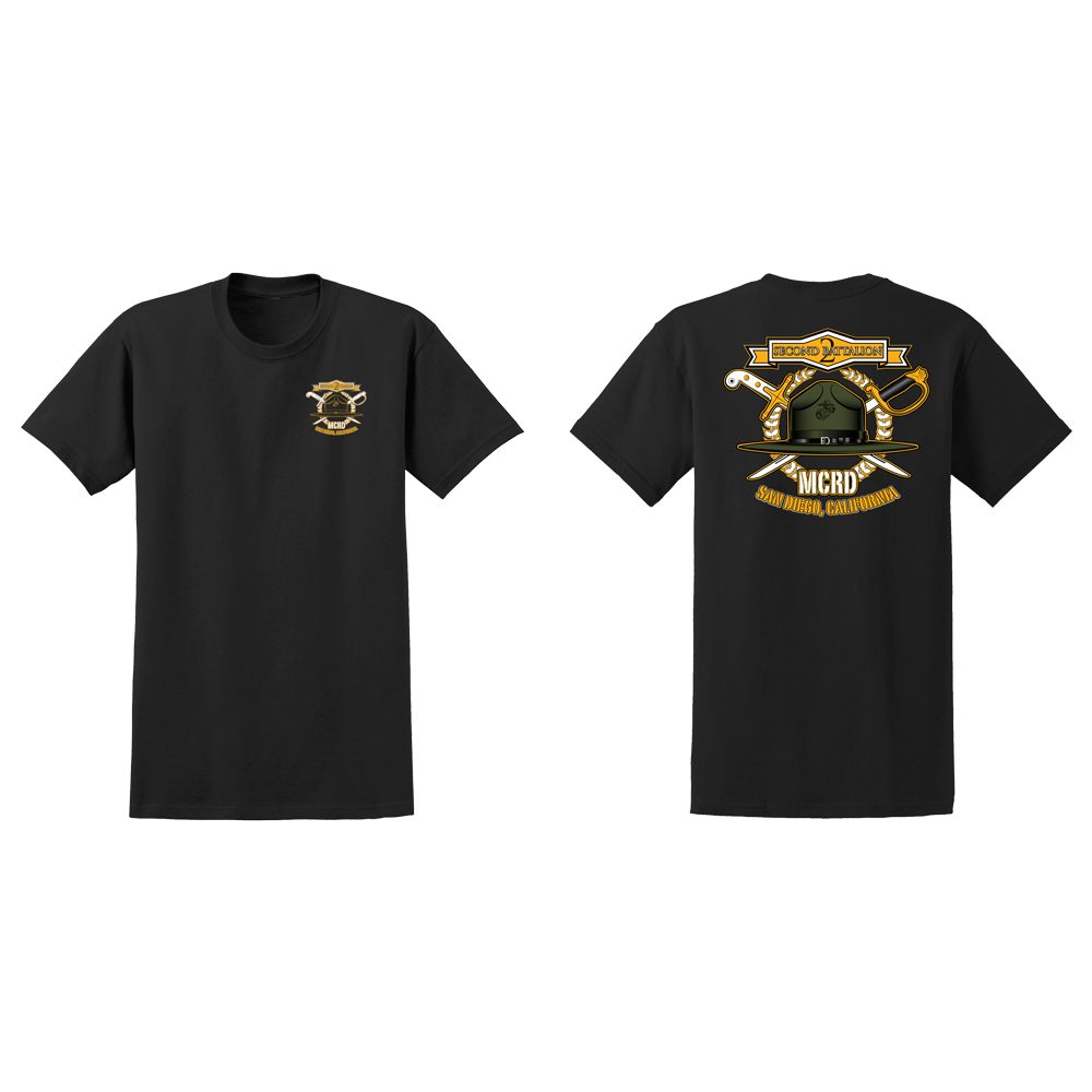 2nd Battalion Mcrd San Diego Usmc Mens Tee Black Frontline Military Apparel