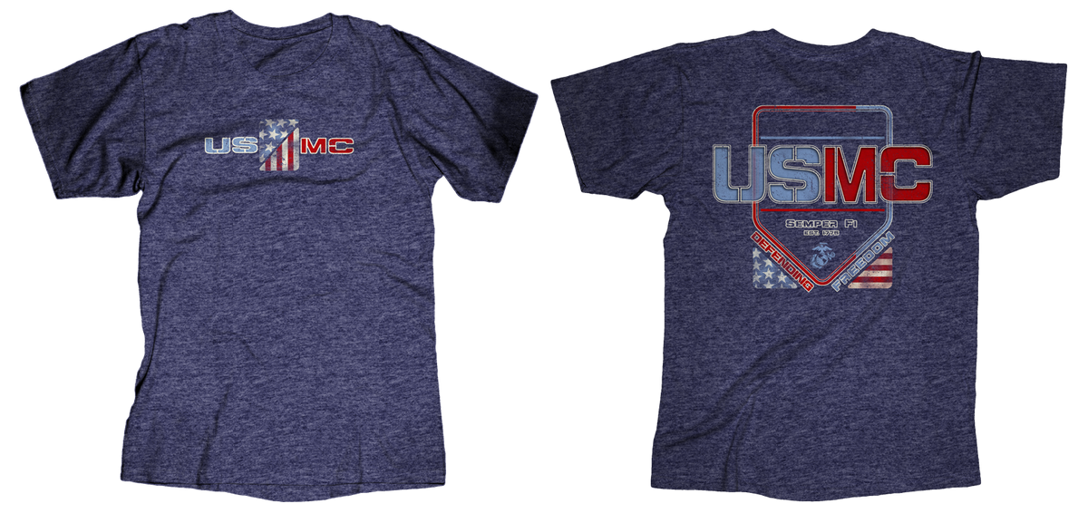 Freedom Usmc Mens Tee Navy Frontline Military Apparel