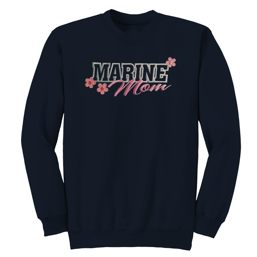 Marine Mom USMC Adult Embroidered Sweatshirt-Navy