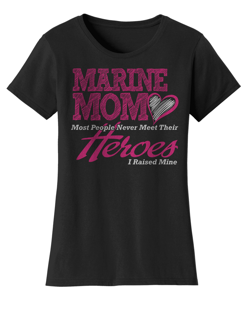 Heroes Marine Mom USMC Ladies Tee-BLACK