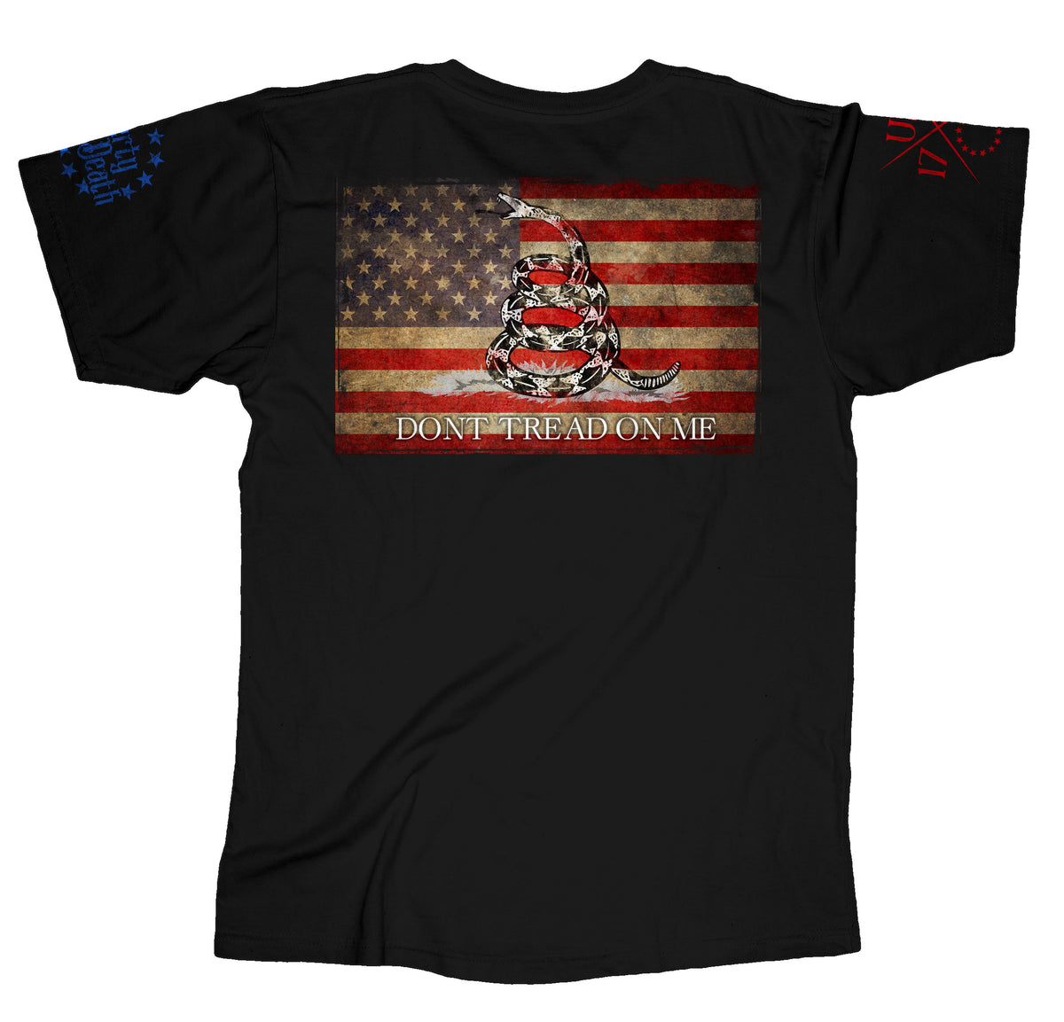 Usa Vintage Flag Gadsden Mens Tee Black Frontline Military Apparel