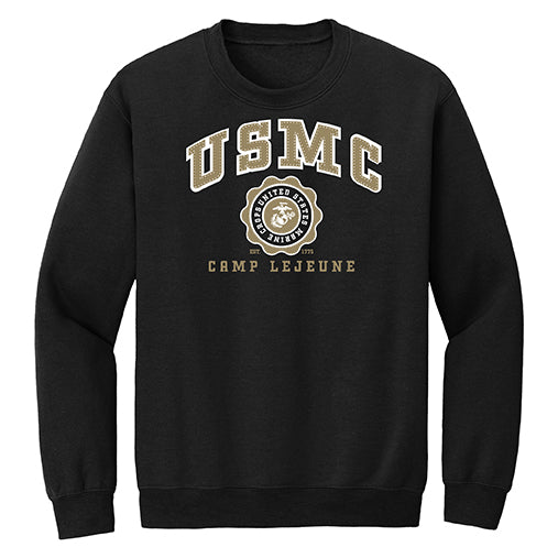 USMC STITCH/PUFF INK CAMP LEJEUNE ADULT USMC CREW SWEATSHIRT