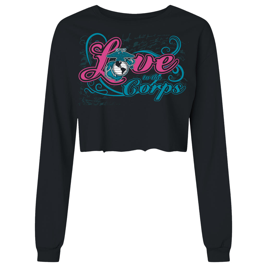 LUV TO THE CORPS SCRIPT LADIES CROP LONG-SLEEVED TEE
