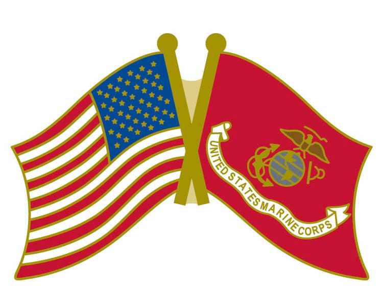 American Flag with USMC Flag Lapel Pin