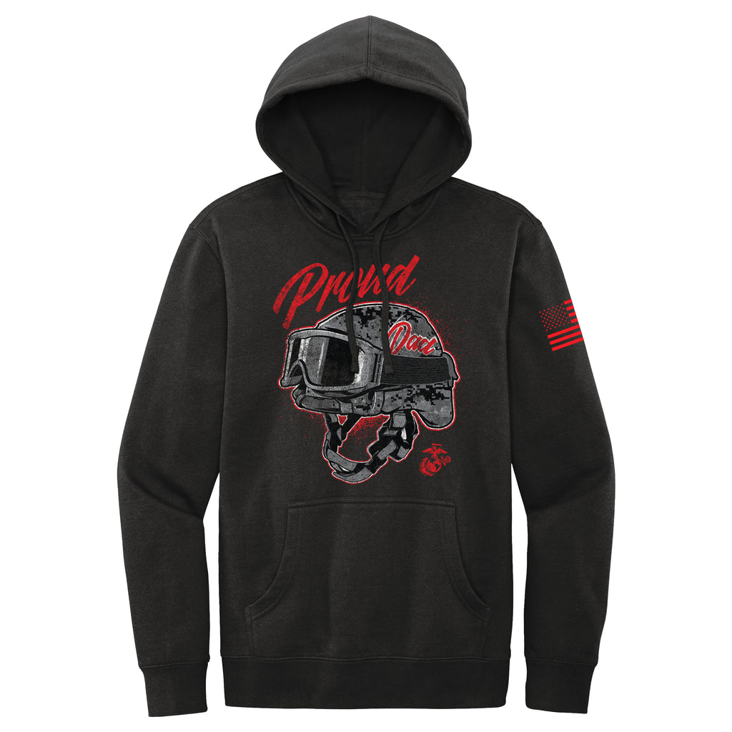 HELMET PROUD DAD ADULT USMC PULLOVER HOODIE