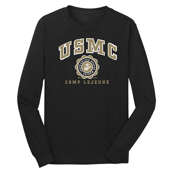 USMC STITCH PUFF INK CAMP LEJEUNE ADULT USMC LONG SLEEVE TEE