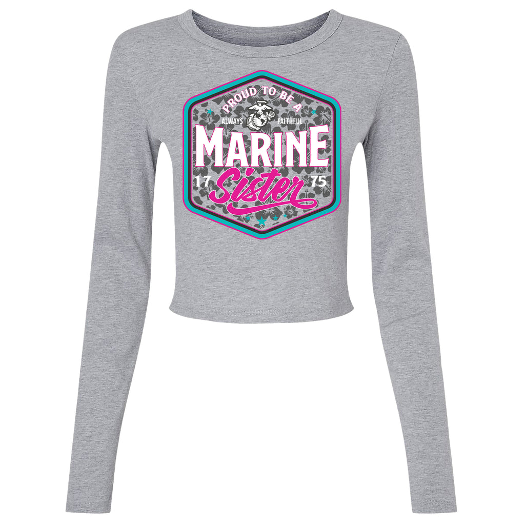 HEX MARINE SISTER USMC BABY CROP LONG SLEEVE T-SHIRT