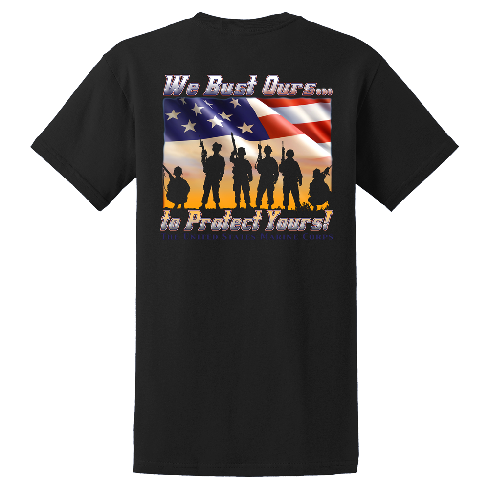 We Bust Ours Proud Mom Ladies USMC T-Shirt-Black