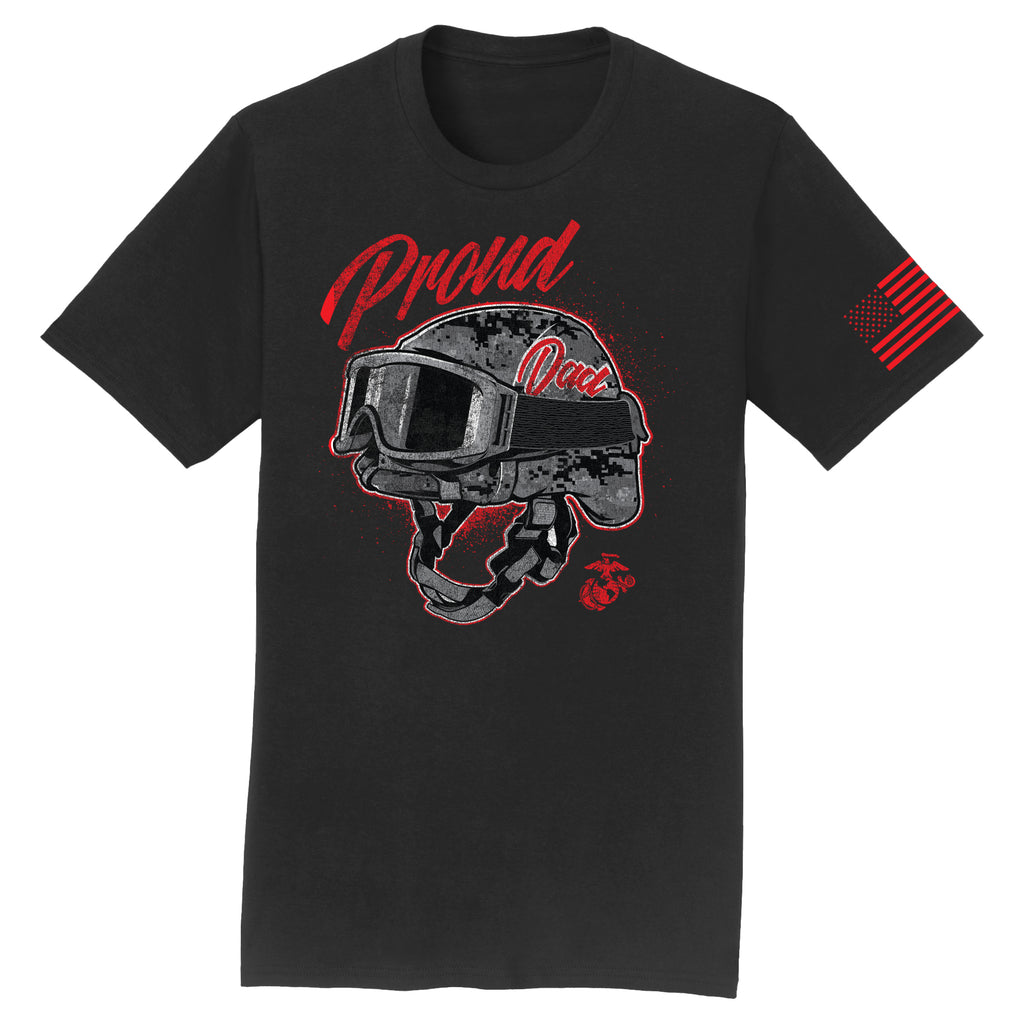 HELMET PROUD DAD ADULT USMC T-SHIRT