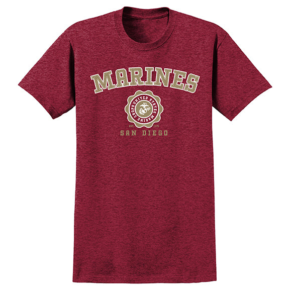 MARINES STITCH PUFF INK SAN DIEGO ADULT USMC T-SHIRT