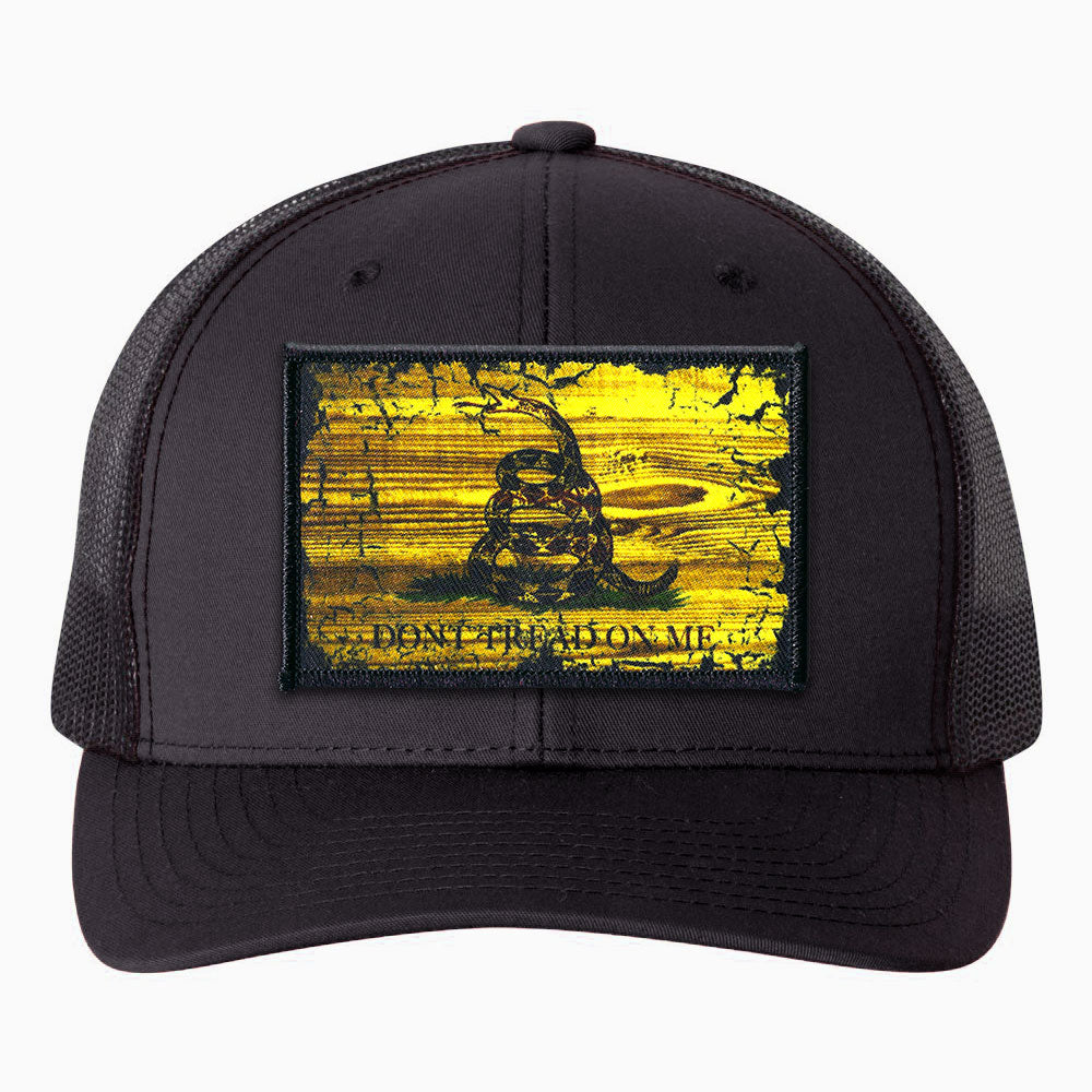 Don't Tread on Me Wood Flag Patch Hat