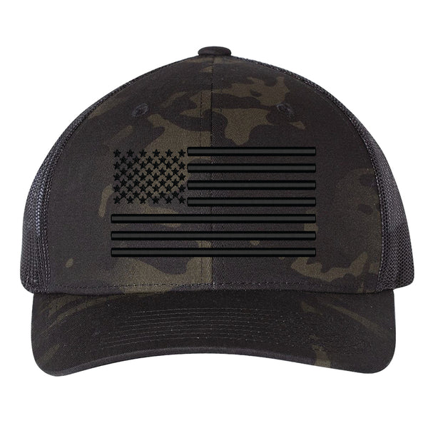 US Flag Blackout 3D Snapback Hat