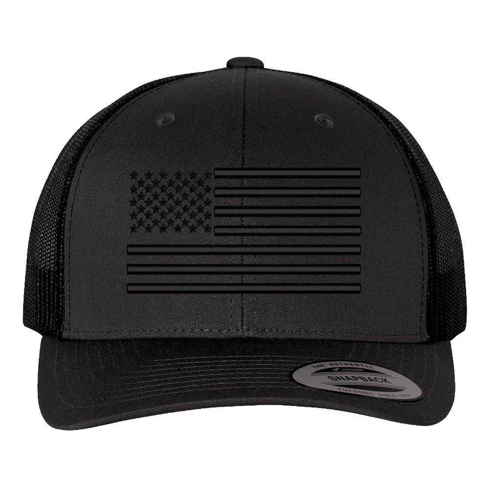 US Flag Blackout 3D Snapback Hat