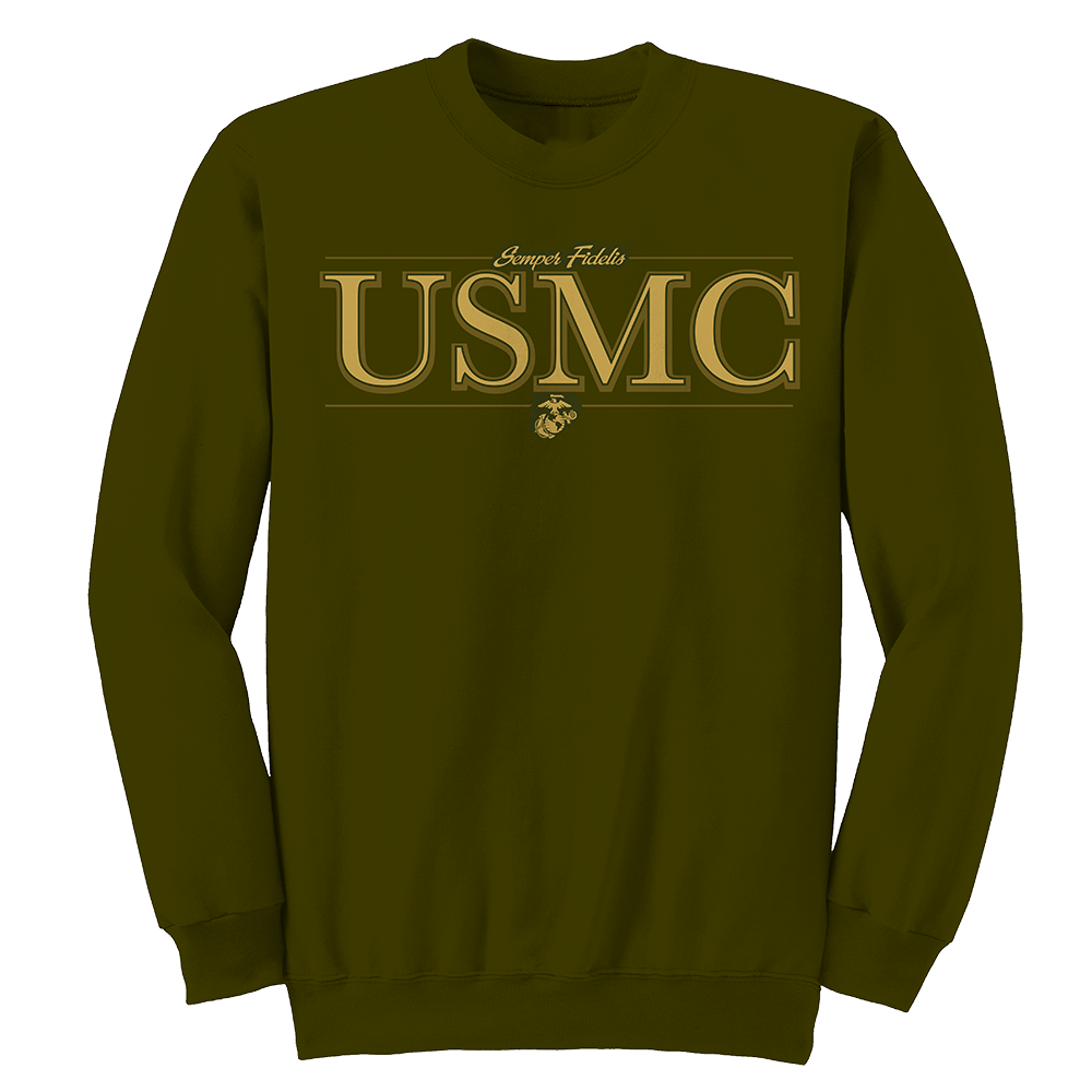Flash USMC Adult Sweatshirt-Military Green