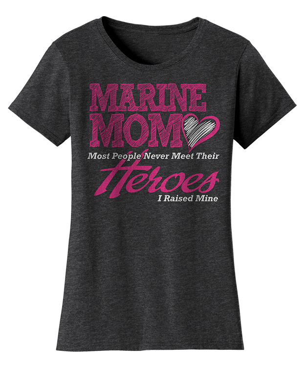 Heroes Marine Mom USMC Ladies Tee-Dark Heather