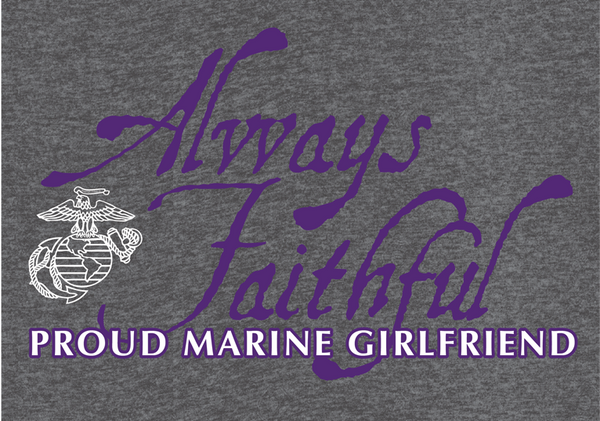 Always Faithful Proud Girlfriend USMC V-Neck Tee-Sport Grey