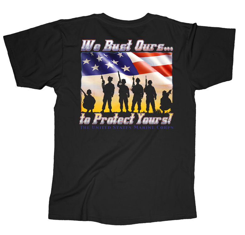 We Bust Ours Proud Dad USMC Mens Tee-Black