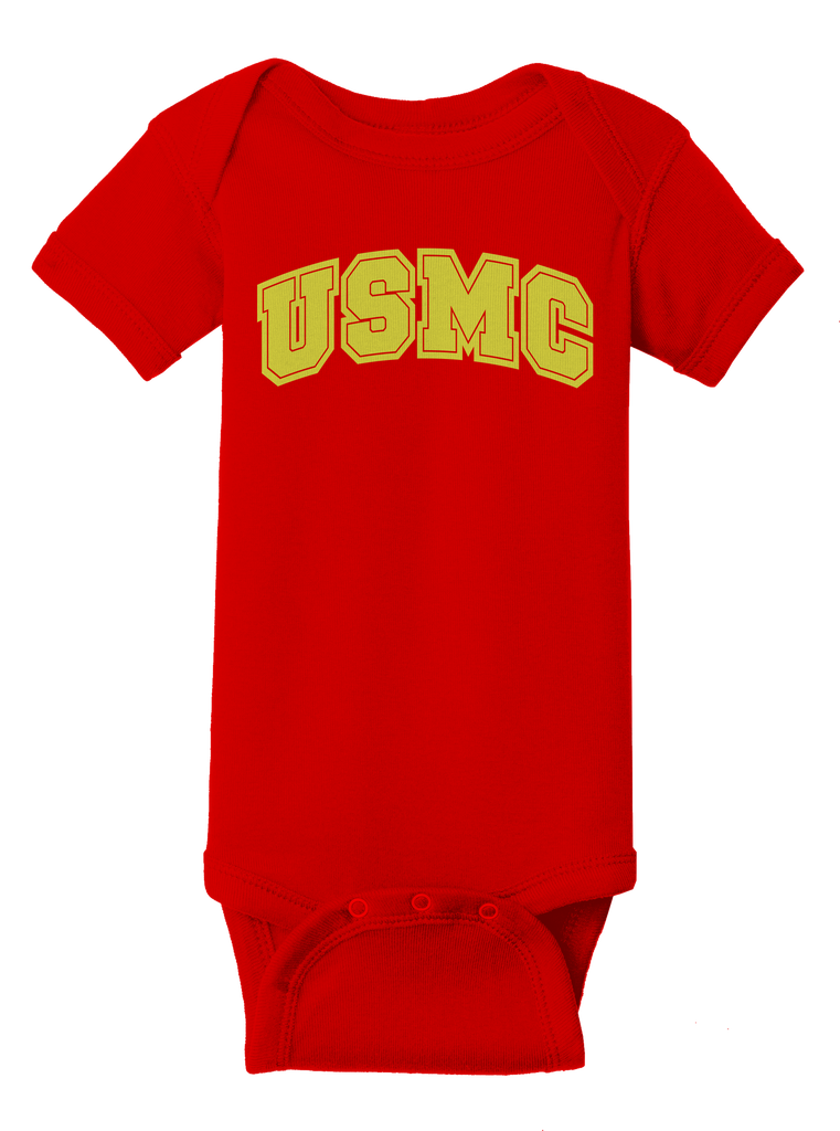 Creepers USMC Infant Short Sleeve Bodysuit-Red