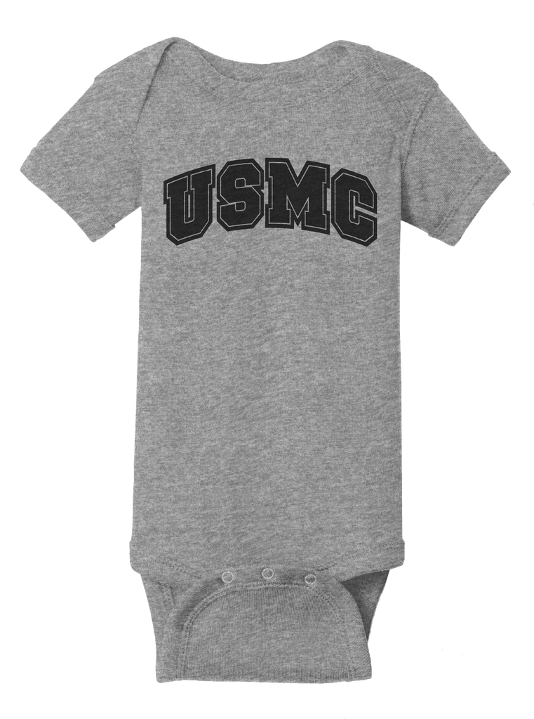 Creepers USMC Infant Short Sleeve Bodysuit-Sport Grey