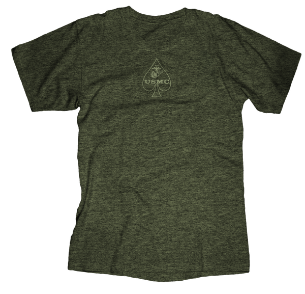 King of Spades USMC Mens Tee-Heather Military Green