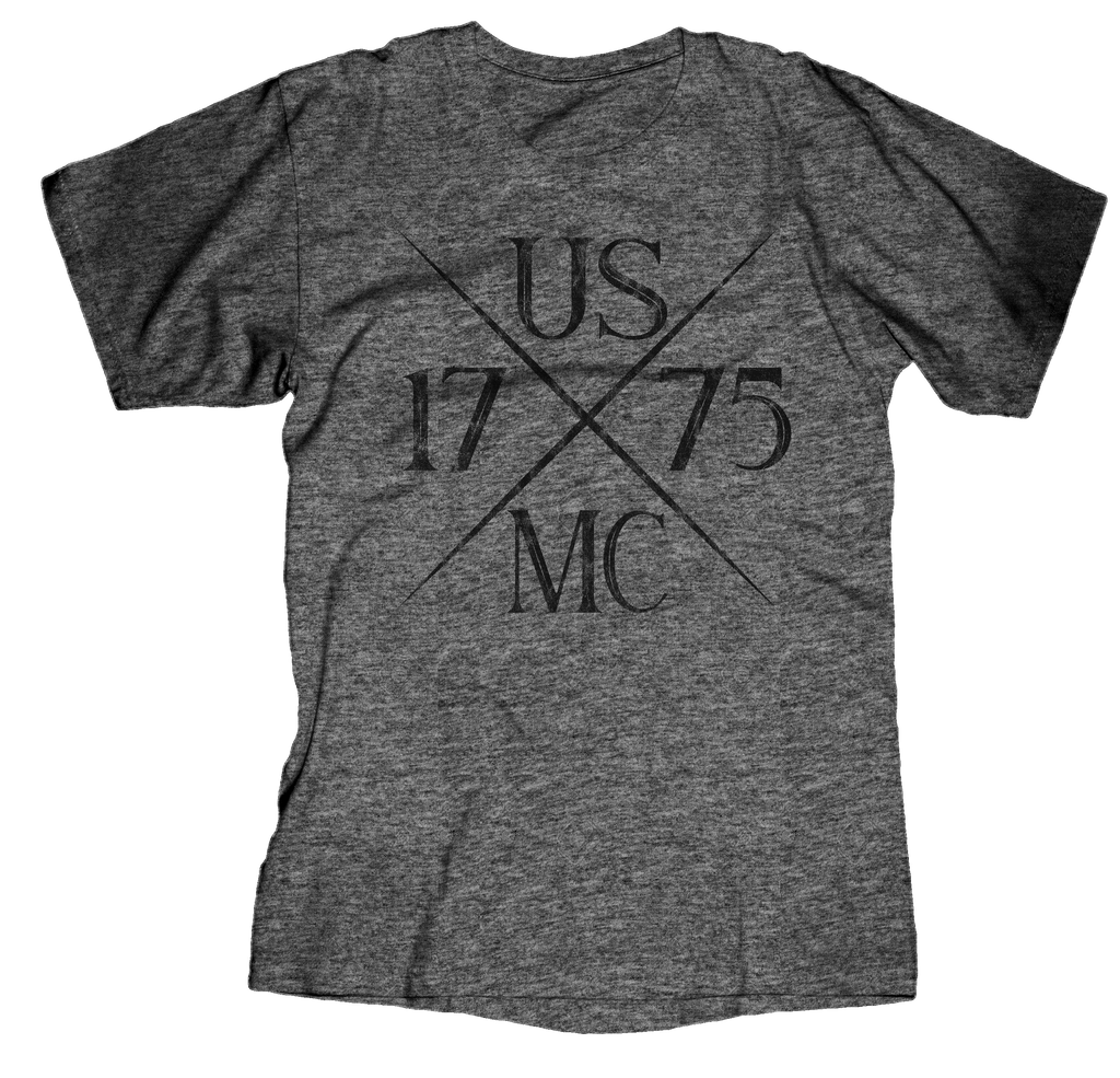 1775X USMC Mens Tee- Graphite Heather