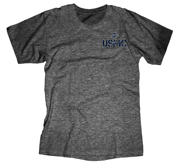 USMC Veteran USA Flag Adult USMC T-Shirt-Graphite Heather