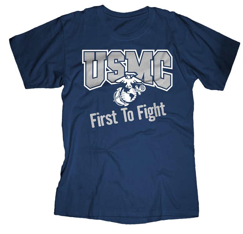 First To Fight USMC Mens Tee-Navy
