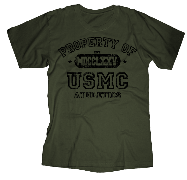 Property of USMC Adult T-Shirt-Military Green