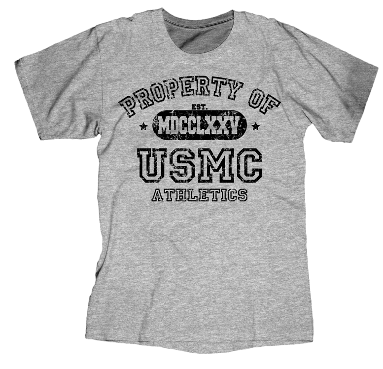 Property of USMC Mens Tee-Sport Grey