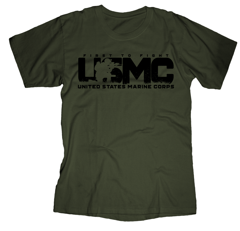 Silhouette USMC Mens Tee-Military Green