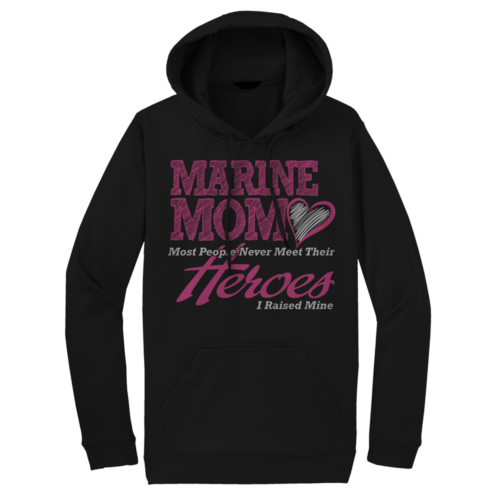 Heroes Marine Mom USMC Adult Hoodie-Black