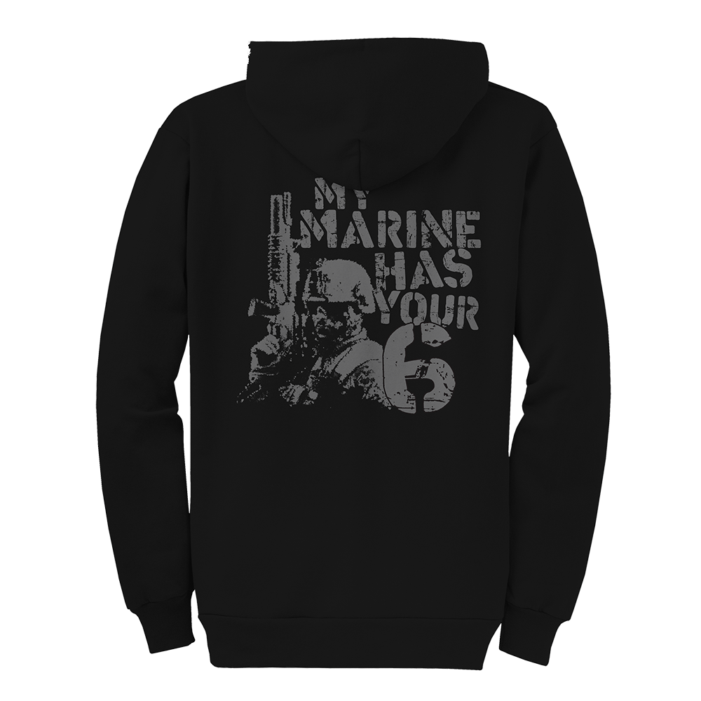 【U LAN】(UNISEX) Marine Net Hood Zip-up Marine 6 Adult USMC Zip Hoodie-Black – Frontline Military