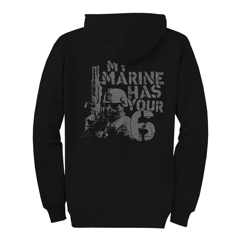 Marine 6 Adult USMC Zip Hoodie-Black