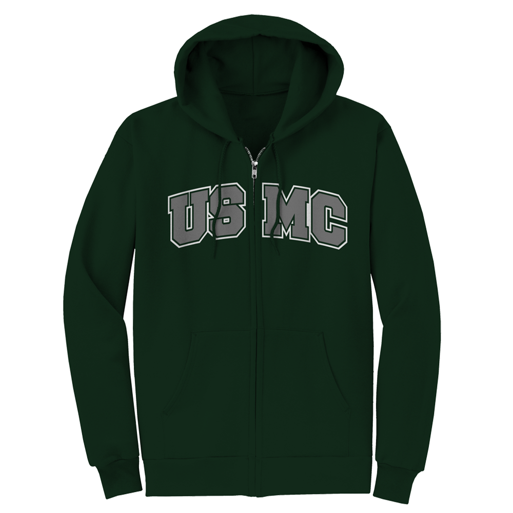 USMC Adult Zip Hoodie-Forest Green – Frontline Military Apparel