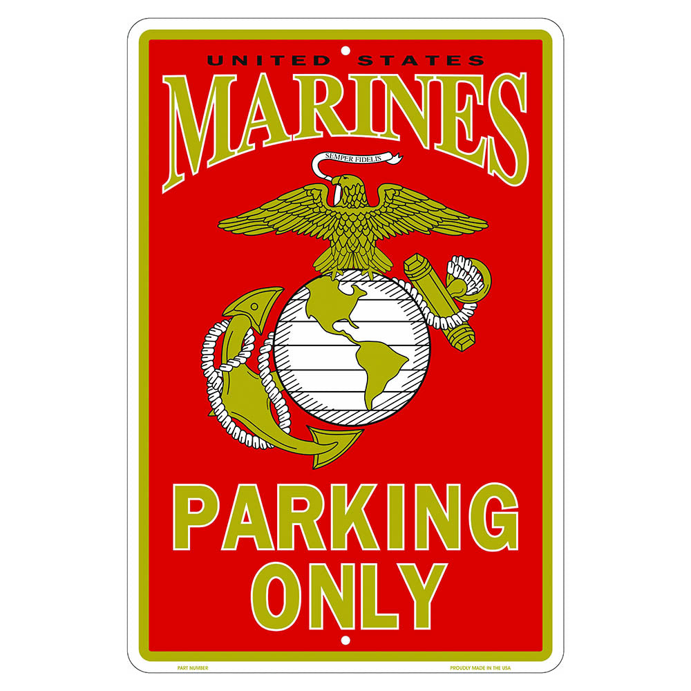 Marine Parking Only Metal USMC Sign 12"x18"