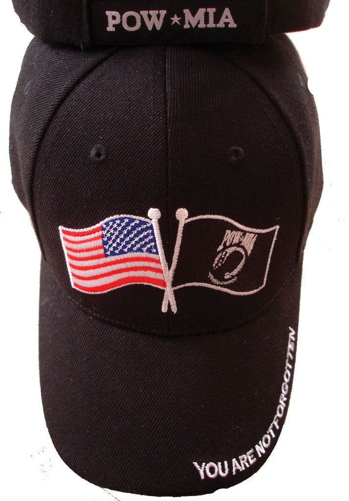 USA & POW Wavy Flags Embroidered Hat