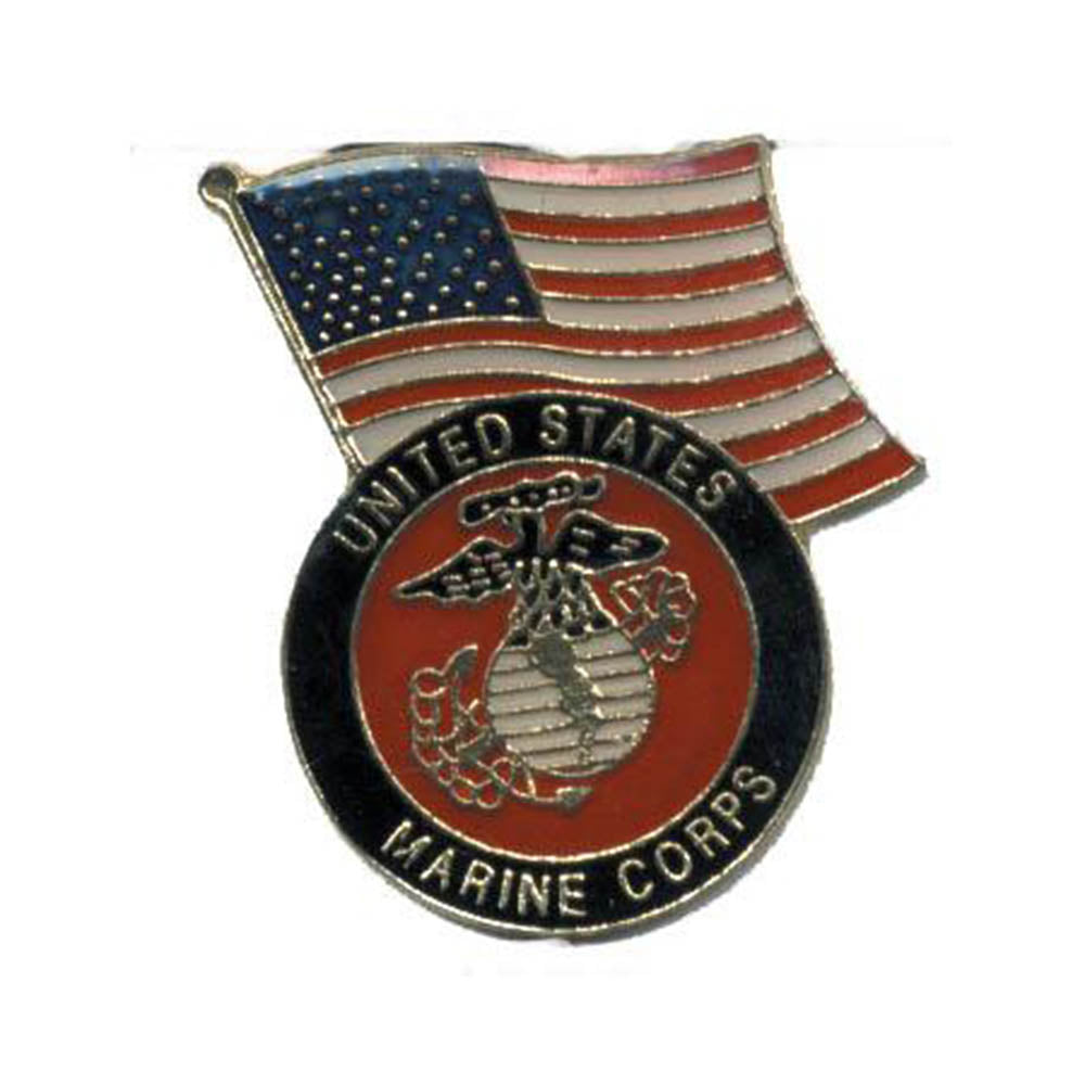 U.S. Marine Corps with American Flag Lapel Pin