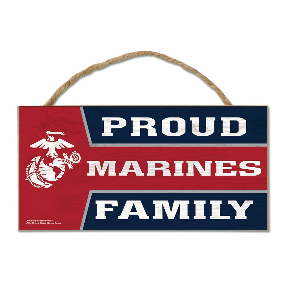Proud Marines Family 5"x10" USMC Wood Sign