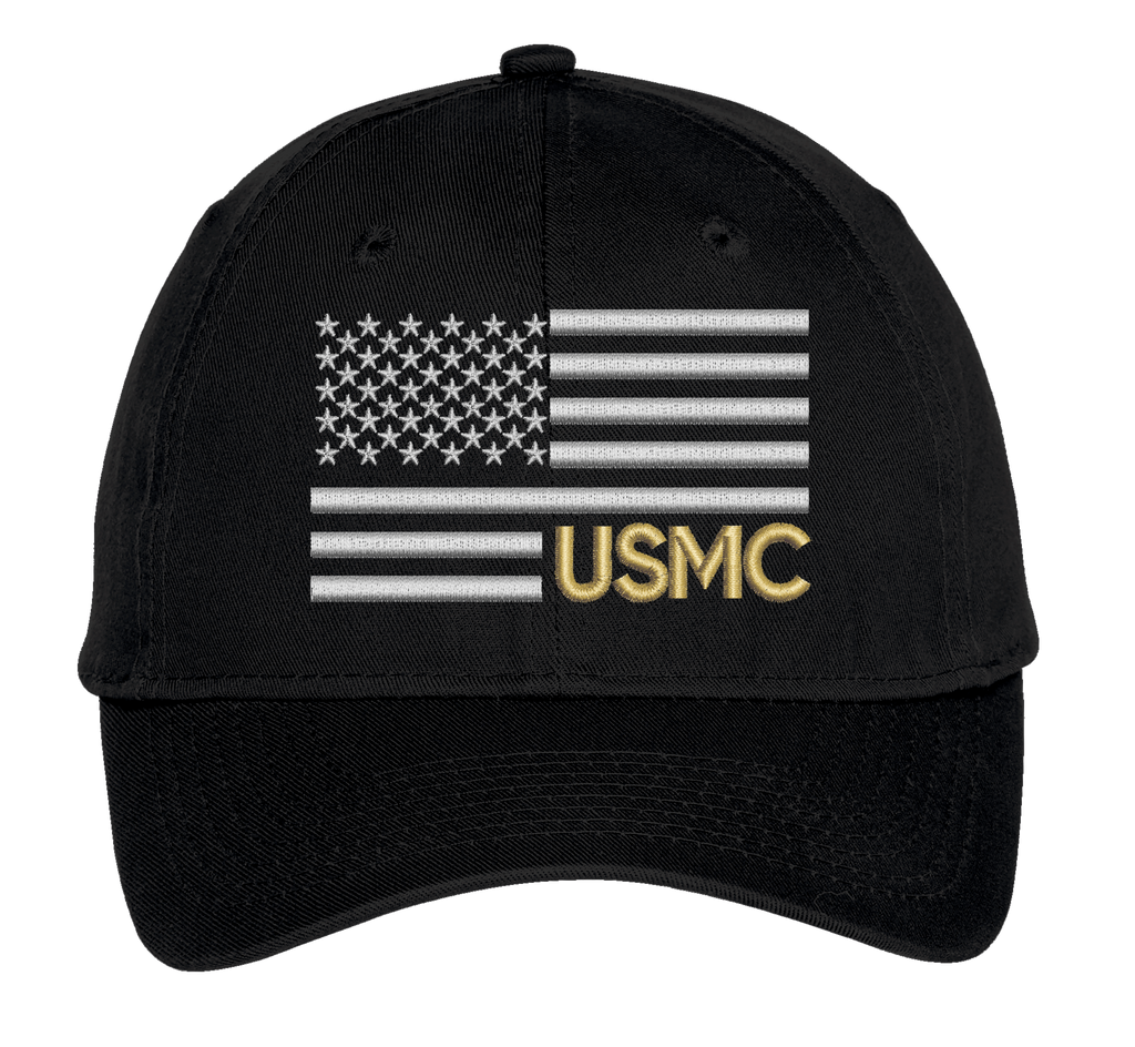 Flag USMC Hat-Black