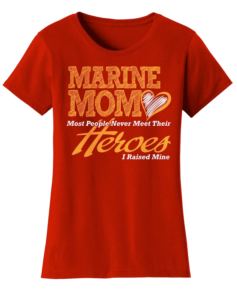 Heroes Marine Mom USMC Ladies Tee-Red