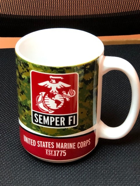 US Marines Semper Fi Camo 15oz Coffee Mug