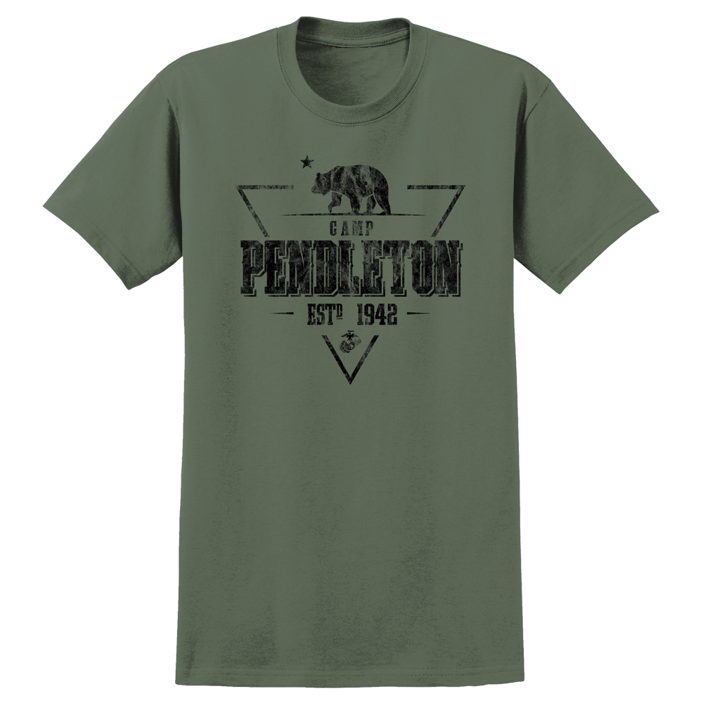 Camp Pendleton TRIANGLE USMC Mens Tee-Military Green