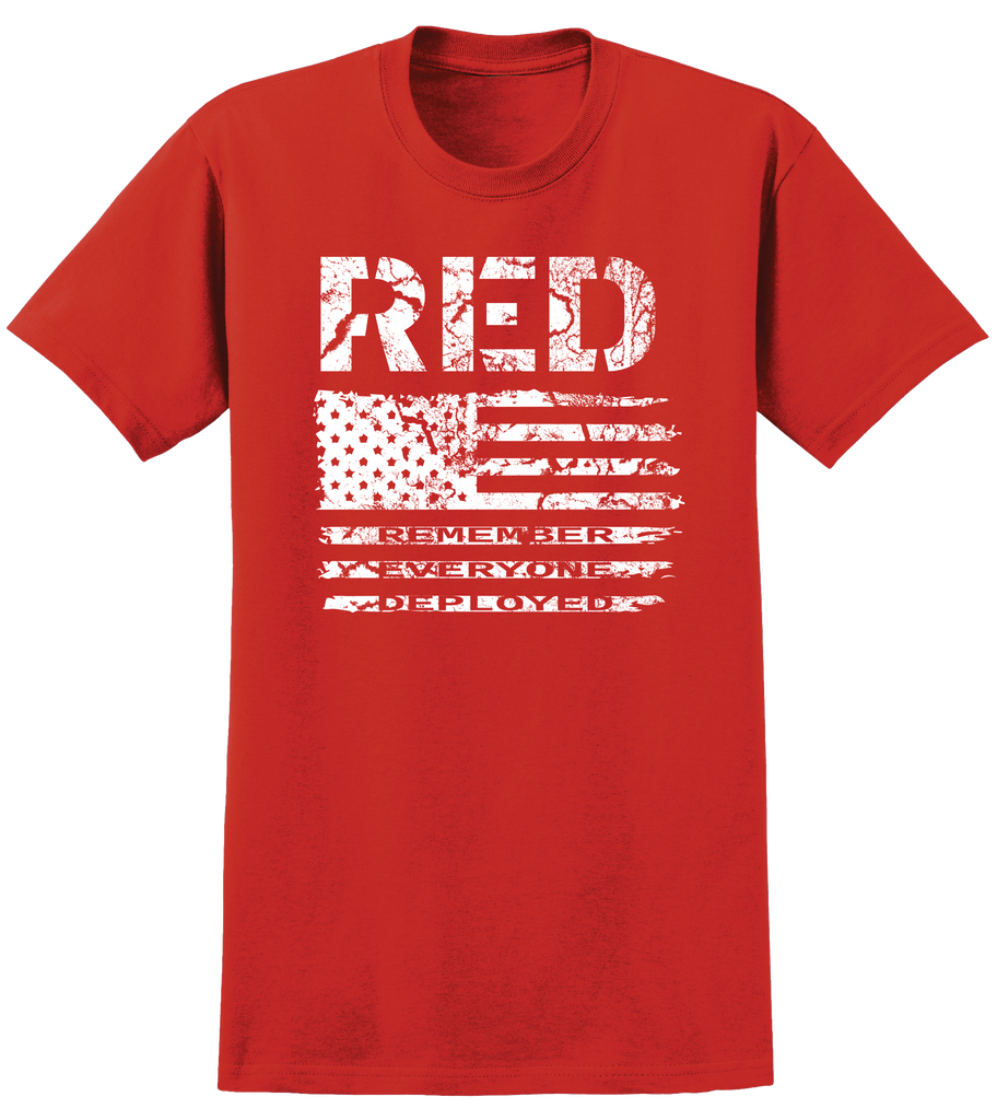 CRACKED RED MENS TEE - Remember Everyone Deployed!