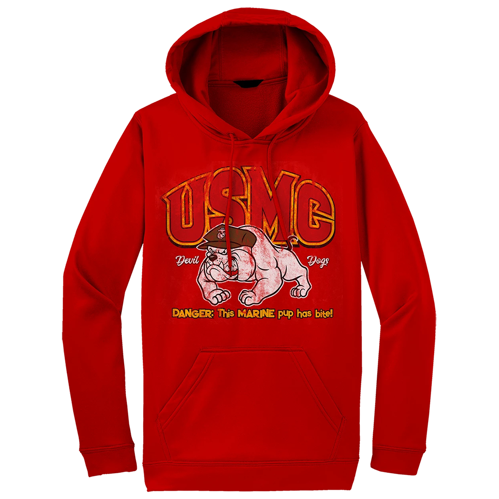 Pup Has Bite USMC Youth Hoodie-Red