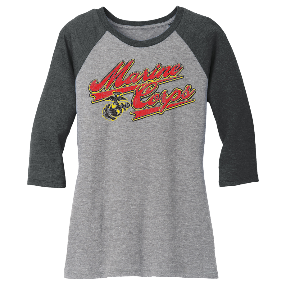 Baseball 3/4 Sleeve Raglan Ladies USMC T-shirt