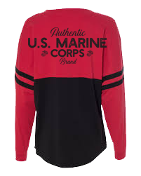 Authentic Pom Pom USMC Ladies Long Sleeve Jersey-Red/Black