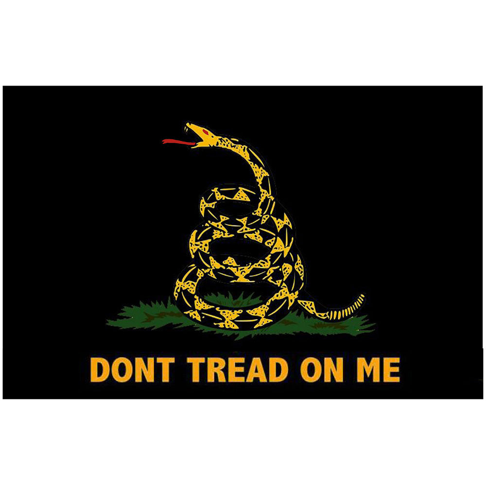 Gadsden Don't Tread On Me 3'x5' Flag Screen Printed (Black Background)
