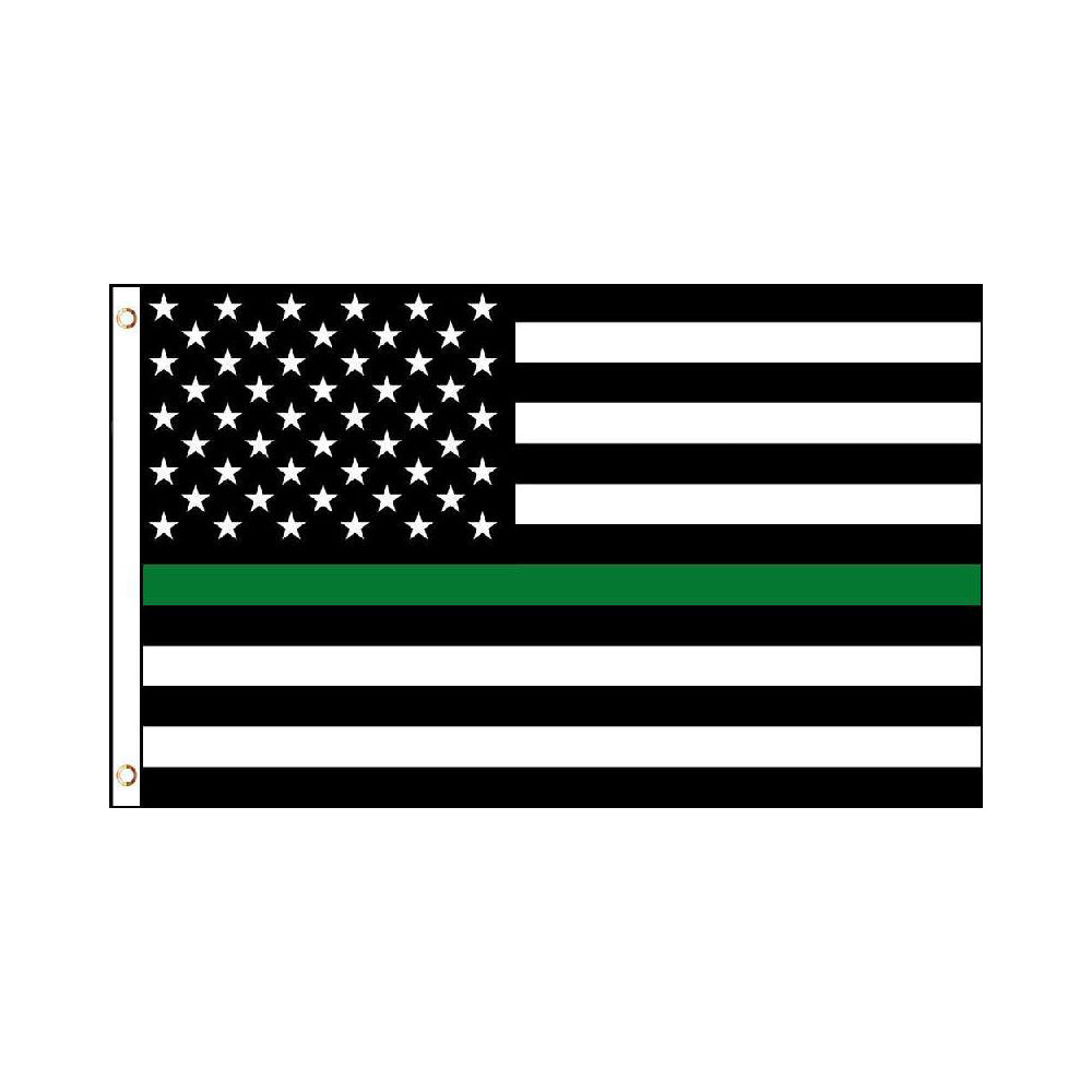 USA Green Line 3'X5' Flag Polyester